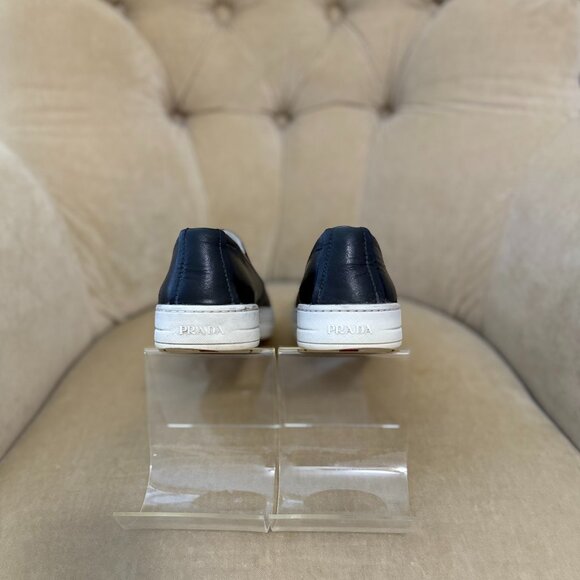 Auth PRADA SPORT Women's Linea Rossa Navy Leather Slip-on Sneakers - Picture 5 of 7